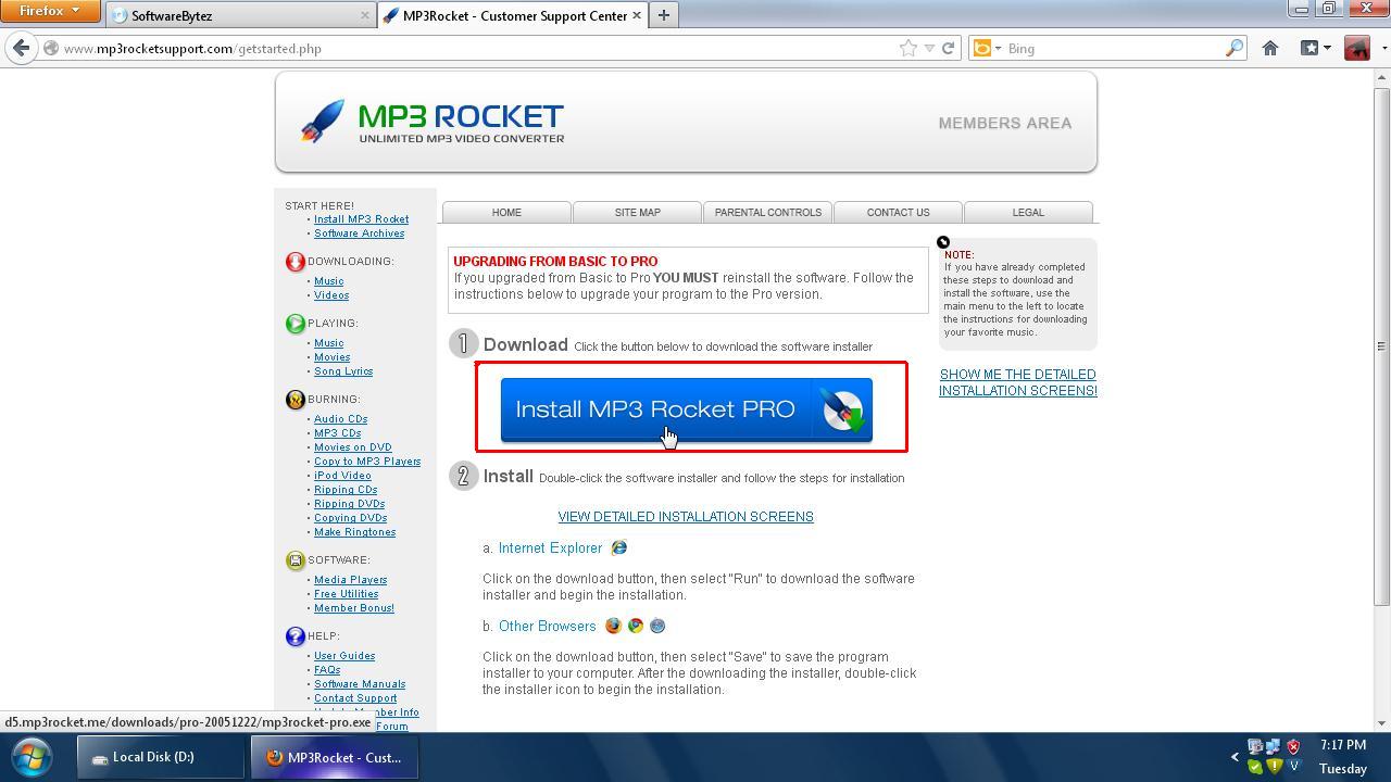 install mp3 rocket pro